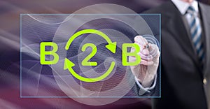 Man touching a b2b concept