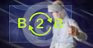 Man touching a b2b concept