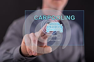 Man touching a carpooling concept