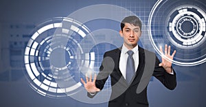 Man touching circle interface