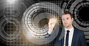 Man touching circle interface