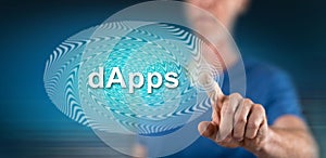 Man touching a dapps concept