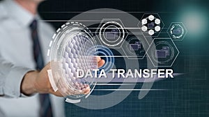 Man touching a data transfer concept