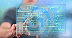 Man touching a data transfer concept