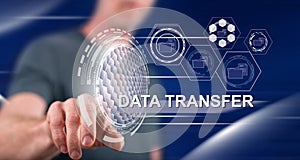 Man touching a data transfer concept
