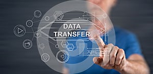 Man touching a data transfer concept