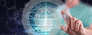 Man touching a data transfer concept