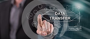 Man touching a data transfer concept