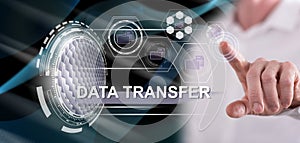 Man touching a data transfer concept