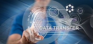Man touching a data transfer concept