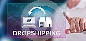 Man touching a dropshipping concept