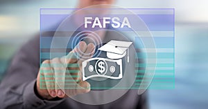 Man touching a fafsa concept