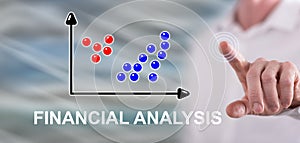 Man touching a financial analysis concept