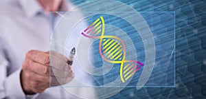 Man touching a genetic research concept