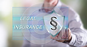 Man touching a legal insurance concept