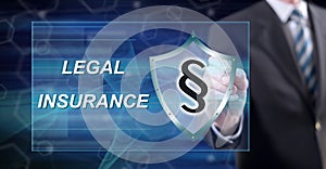 Man touching a legal insurance concept