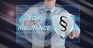 Man touching a legal insurance concept