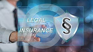 Man touching a legal insurance concept