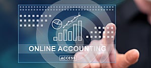 Man touching an online accounting concept