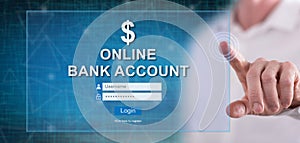 Man touching an online bank account website