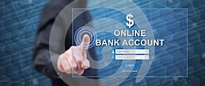 Man touching an online bank account website