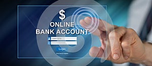 Man touching an online bank account website