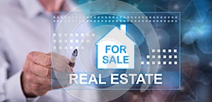 Man touching a real estate concept