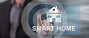 Man touching a smart home concept