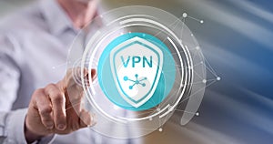 Man touching a vpn concept