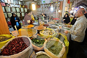 Man trades traditional iranian food and spices