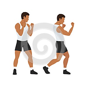 Man training boxing. Uppercut step by step