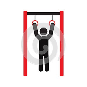 Man training with gymnastics rings silhouette icon