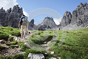 Man trakking walk hiking mountains