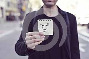 Man and transgender symbol