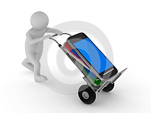 Man transportation mobile phone. Isolated 3D