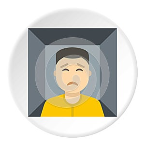 Man trapped in a box icon circle