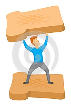 Man trapped in human sandwich or bread slices