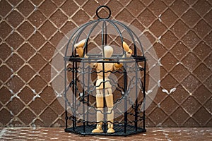 Man Trapped, Prisoner in Cage