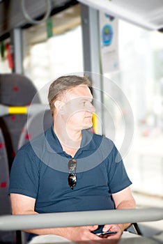 Man traveling on bus