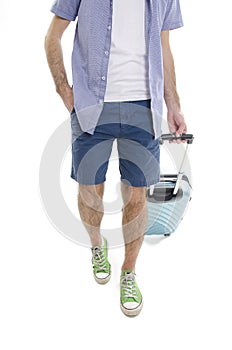 Man traveling with suitcases