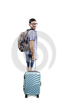 Man traveling with suitcases