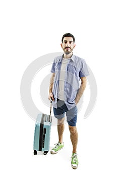 Man traveling with suitcases