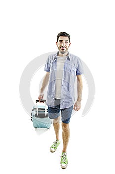 Man traveling with suitcases