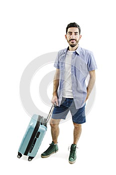 Man traveling with suitcases