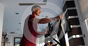Man treadmill in gym fitness cardio exercise and sports