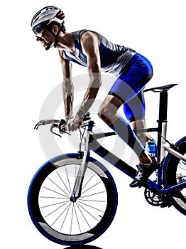 Man triathlon iron man athlete cyclist bicycling