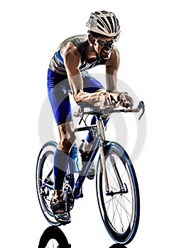 Man triathlon iron man athlete cyclists bicycling