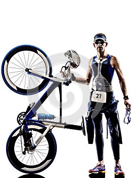 Man triathlon iron man athlete equipment photo