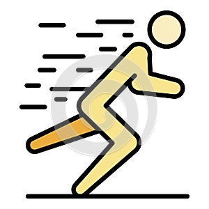 Man triathlon running icon color outline vector