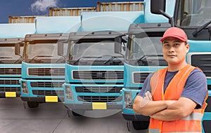 Man truck driver happy smiling proud confident